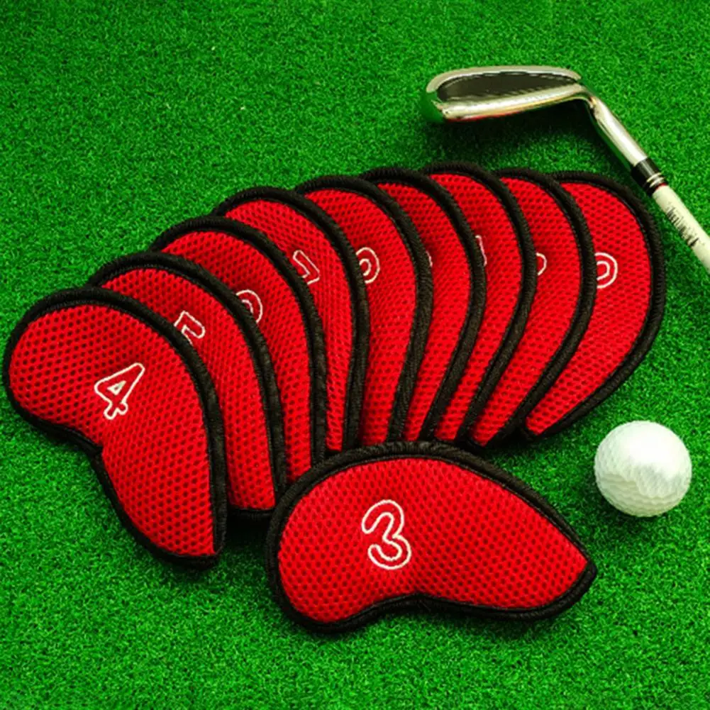 

10Pcs Golf Club Protectors Number Print Nylon Club Head Covers Colorful Golf Iron Club Head Protective Cases Golf Accessories