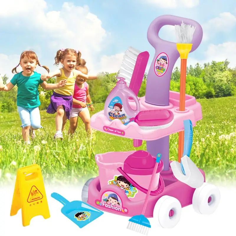 

Kids Cleaning Toy Set Toddler Cleaning Carts Housekeeping Pretend Play Set Toddler Toy Cleaning Set Christmas Gift for Girls