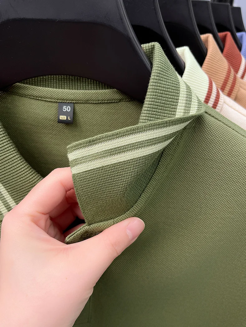 100% pure cotton men's short sleeve polo shirt high-quality fashion soft comfort striped decoration summer casual T-shirt top 34 Sf5e9931b7ec84925952b80799ace2bf9F