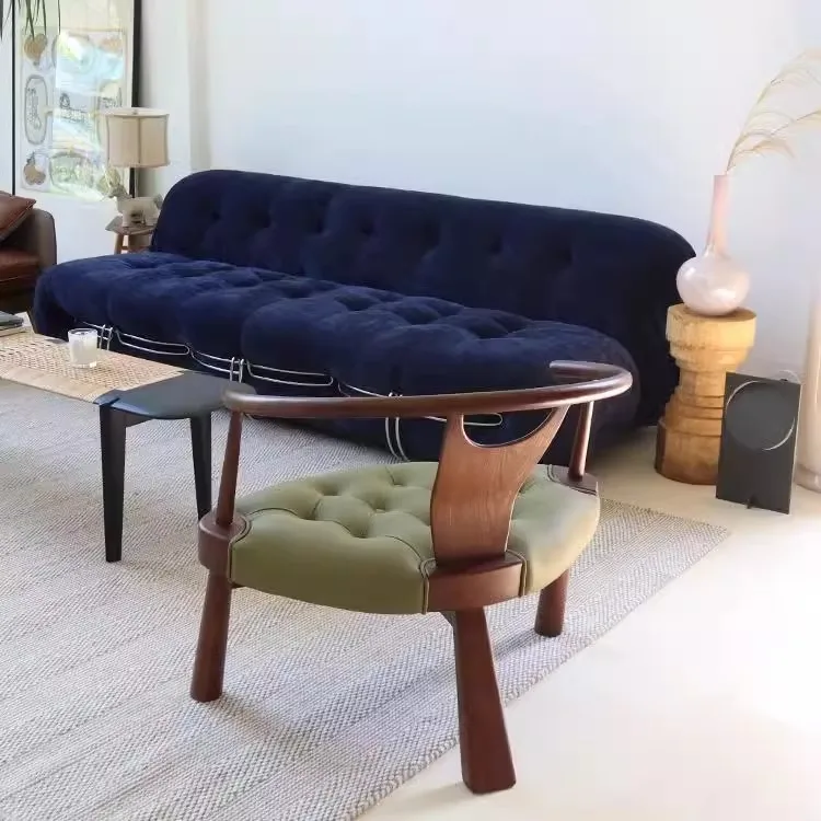 Solid Wood Simple Single Sofa Chair Modern Balcony Living Room Leisure Comfortable Tea Table and Chair