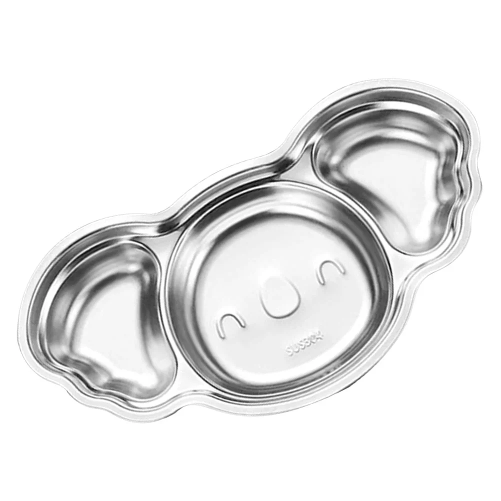 Cartoon Divided Plate Stainless Steel Food Trays for Kids Multiple Compartments Easy Portioning Baby Toddler Mealtime