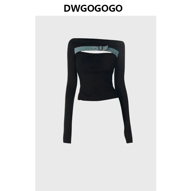 

Винтажные облегающие весенне-Осенние футболки с воротником-лодочкой и открытыми плечами, однотонные Топы с длинным рукавом, Модный пуловер, женская одежда