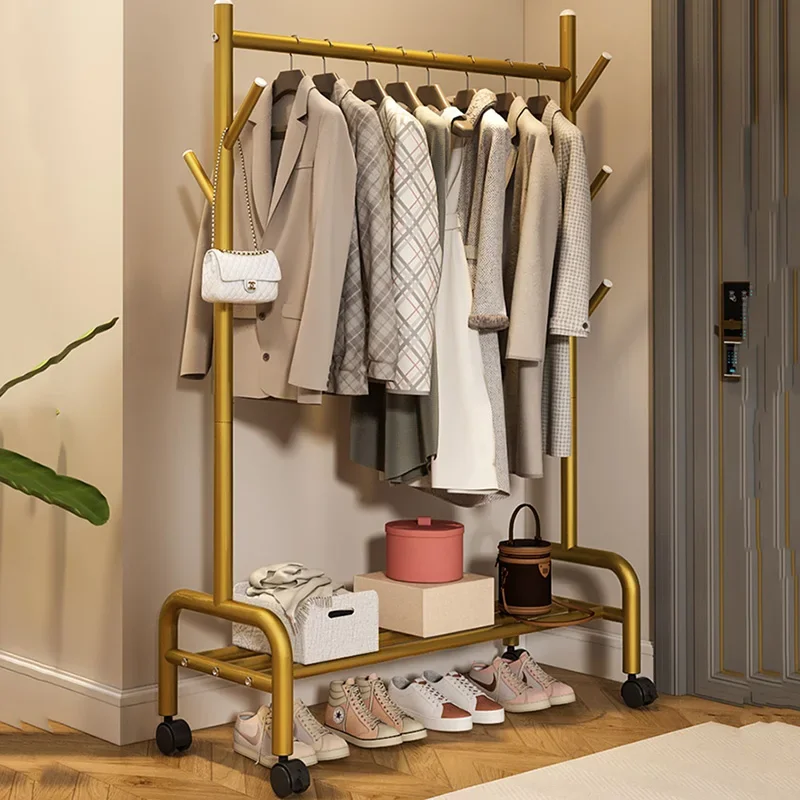 

Standing Aesthetic Clothes Rack Entrance Gold Metal Nordic Bedroom Coat Hanger Storage Clothing Perchero De Pie Home Eccessories