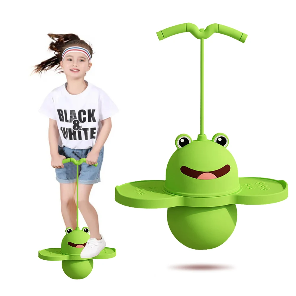 Frog Shape Cartoon Hop Ball Safe and Fun Children Bouncing Ball for Balance Training Pogo Ball with Handle for Kids and Adults 3