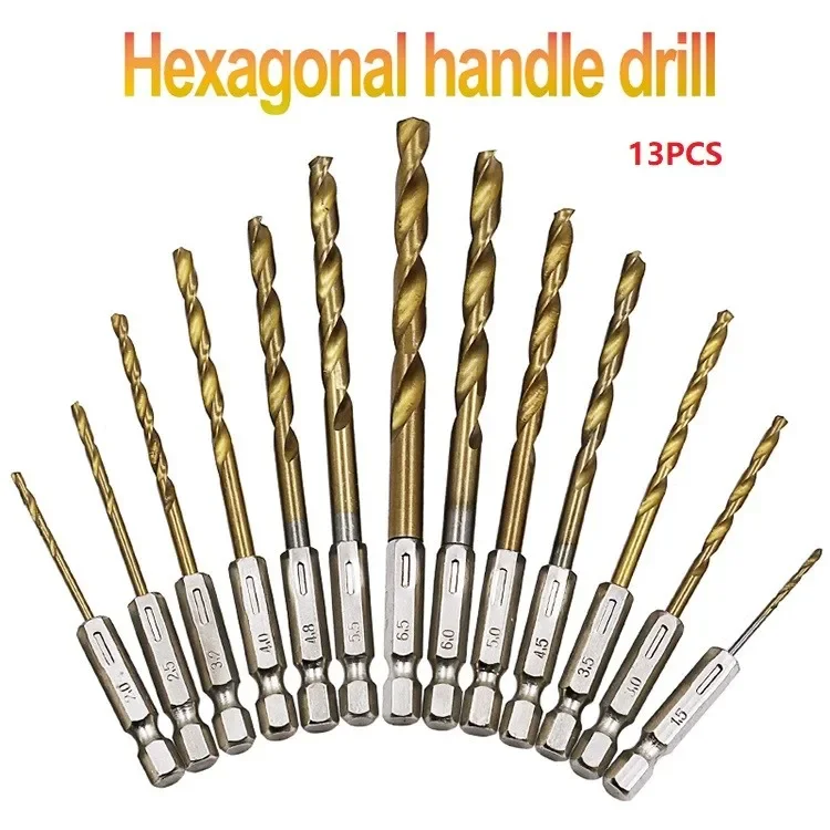 하이 퀄리티 HSS 드릴 비트 세트, 고속 스틸 OPP 플라스틱 가방, 1.5-6.5mm, 13 개, 164g
