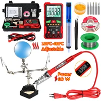 Temperature Electric Soldering Iron Kit 110V 220V 80W LCD Solder Welding Tools With Multimeter Welding Tool Kit