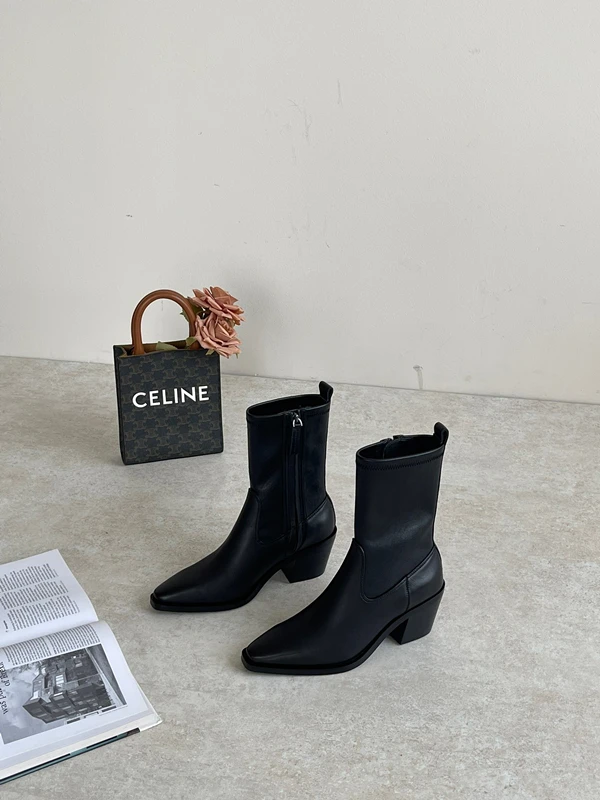 Dave&Di French Fashion Ladies Vintage Sheepskin Soft Short  Boots Genuine Ankle Chelsea Elastic Boots Women