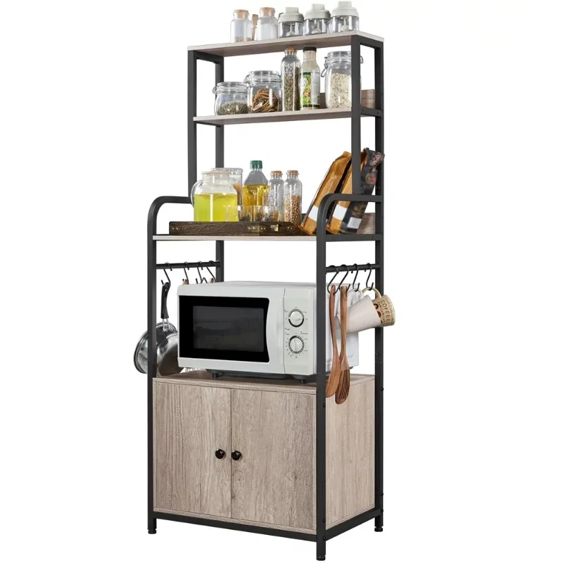 

SmileMart Kitchen Baker's Rack Utility Storage Shelf Unit Microwave Stand, Gray Kitchen Accessories Organizer