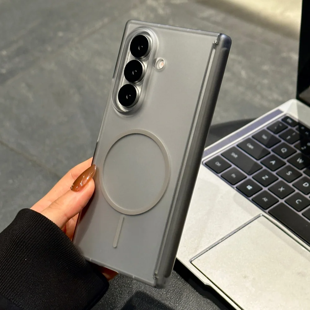 Matte Transparent Ultra Thin Magnetic Charging Case with Hinged Shockproof Cover