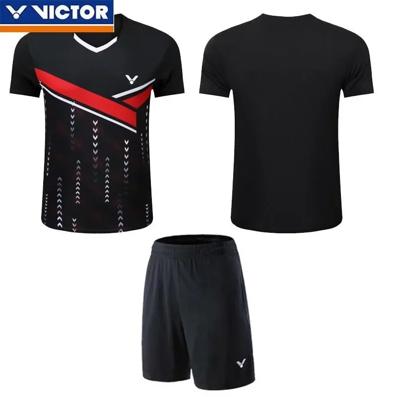 Victor Summer New Men's and Women's Same Badminton Suit Quick-drying Perspiration Breathable Top with Shorts Set