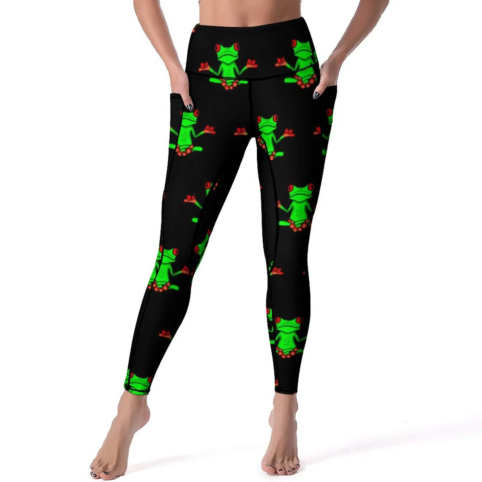 

Zen Tree Frog Leggings Funny Animal Print Push Up Yoga Pants Sexy Elastic Yoga Legging Women Design Gym Sports Tights