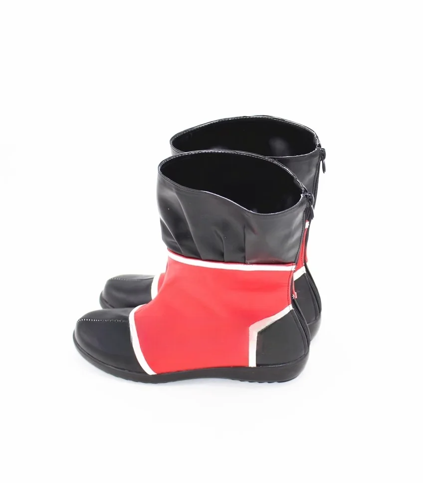 King of Fighters Mai Shiranui Red Black Faux Leather Boots Cosplay