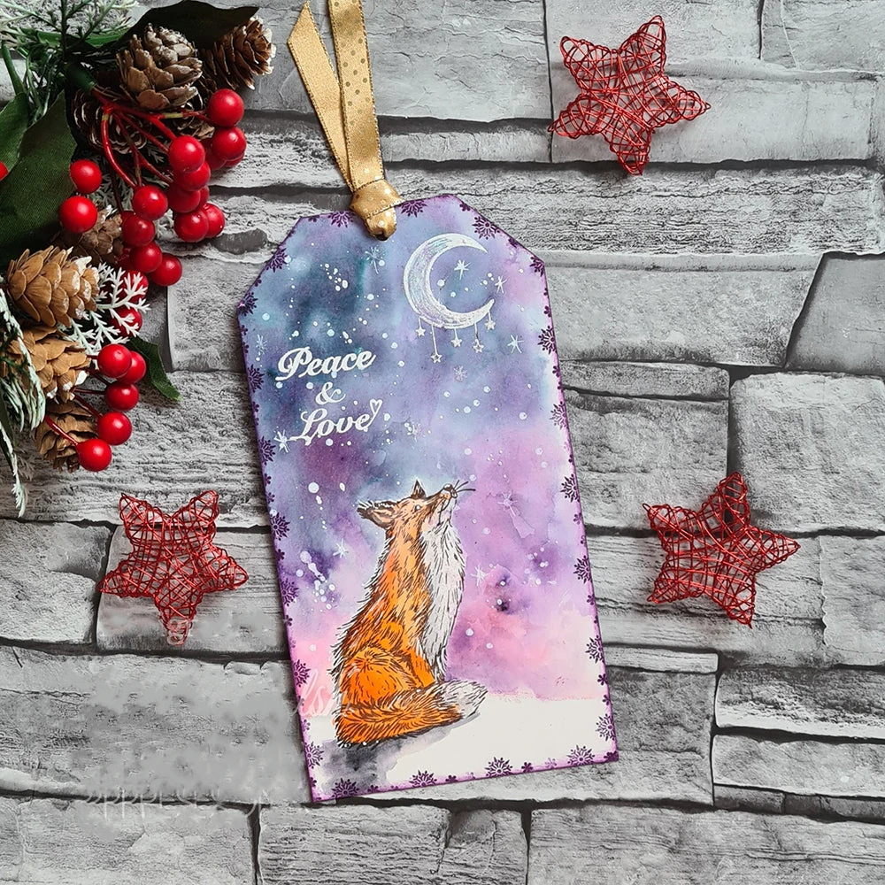 Metal Cutting Dies/Clear Stamp Winter Fox Peace Love DIY Crafts Card Album Making Scrapbooking Stencil
