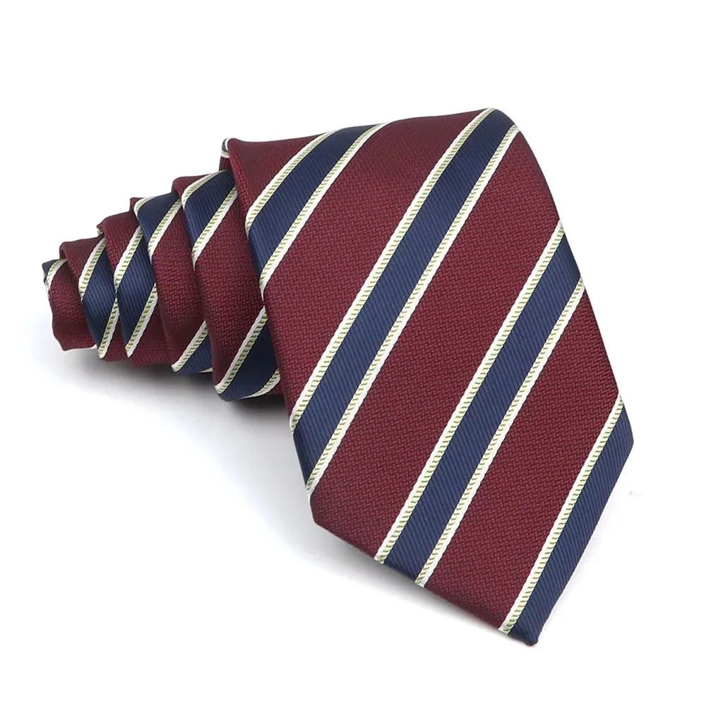 Men's Polyester 8cm Ties Vintage Navy Blue Striped Paisley Pattern Jacquard Weave Necktie Business Wedding Party Accessory Gift