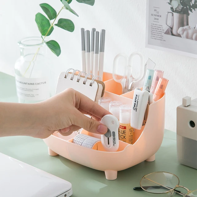 Cute Desktop Organizer Large Capacity Desk Accessories Pen Holder With  Drawer Pencil Storage Box School Office Stationery - AliExpress