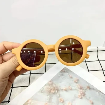 Kids Sunglasses, Inset Style Round Frame, 1-7 Year Old Baby Sunglasses, Children's Sun Shading, Sun Protection Anti-UV400 Очки 1