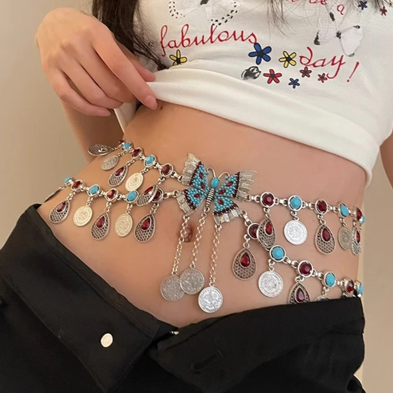 

Hot Girl Modern Belt Chain Metallic Elaborate Butterfly Waist Belt for Dresses
