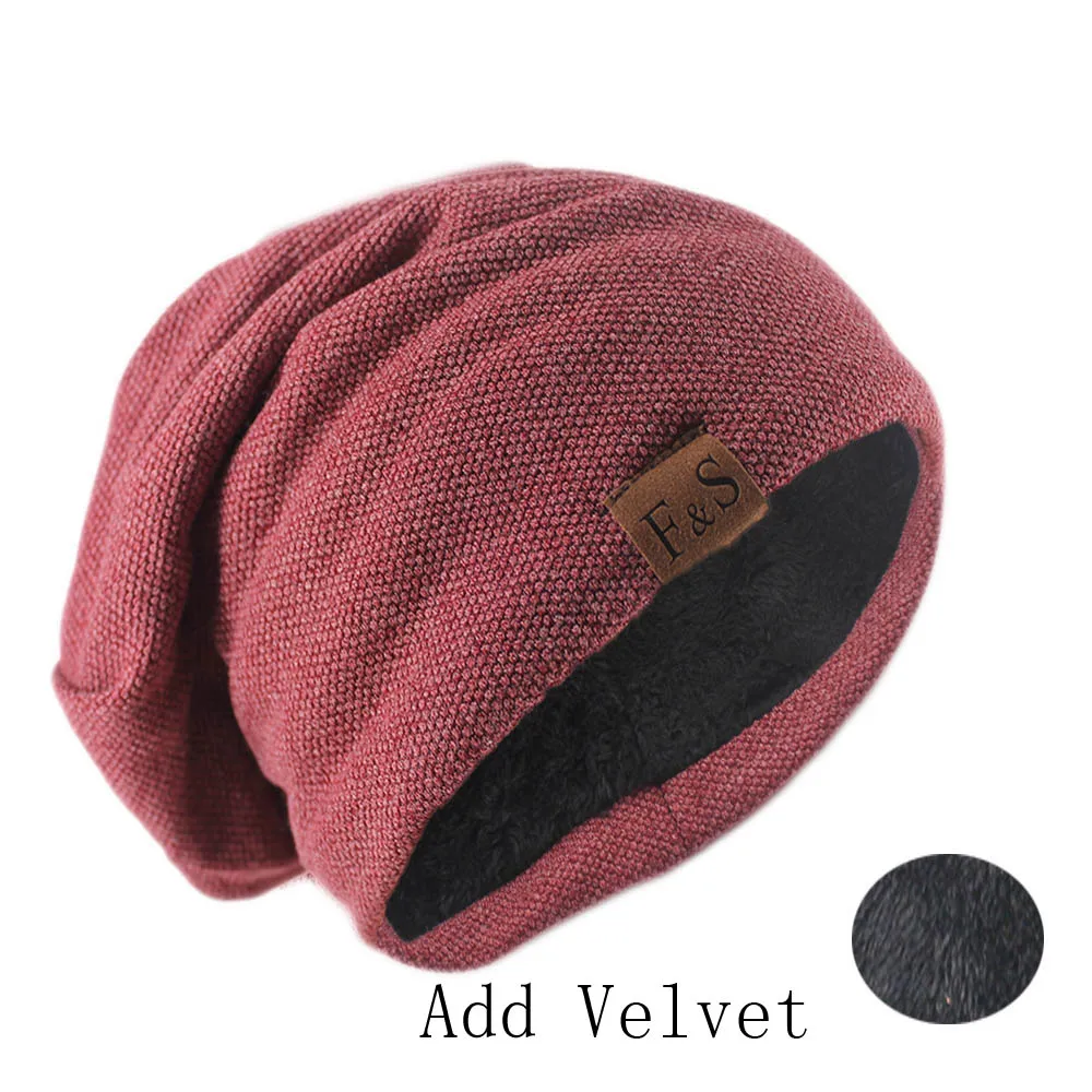 Cappello a cuffia alla moda per uomo Donna Inverno caldo lavorato a maglia tinta unita Baggy Skullies s Casual morbido turbante cappelli Hip Hop_voghion.com