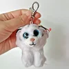9cm Ty Beanie Big Eyes Small Pendant Keychain Clips Mini Stuffed Plush Toy Animals Doll Black Pattern Tiger Tundra Children Gift 6