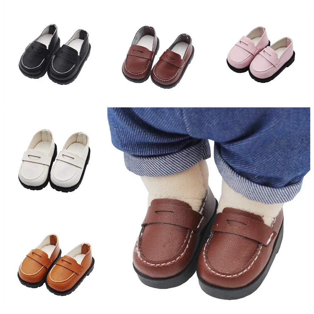 New 5.5*2.6CM PU Leather Mini Toy Shoes For EXO Dolls Fit For 14'' Russian Handmade Cloth Doll Accessories Girl Dolls Gift Toys