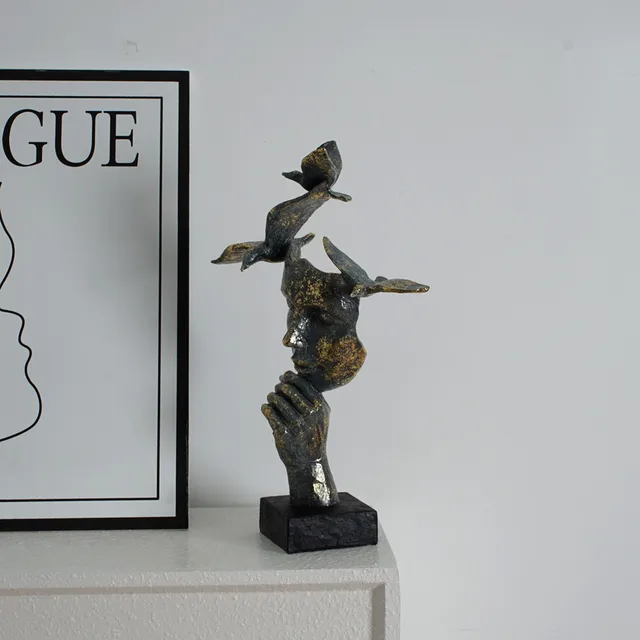 Statua Decorativa Mano D'Oro Con Gesto - Scultura Moderna Per Soggiorno O Ufficio - Foto 12