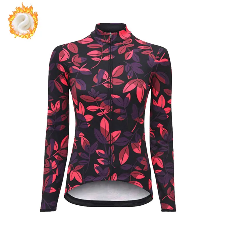 Women Winter Fleece Cycling Jerseys Outdoor Sports MTB Long Sleeves Jersey Warm Mountain Bike Clothing Ropa Ciclismo Mujer