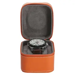 Elegant PU Leather Watch Travel Case - Portable Jewelry Storage with Removable Cushion (Orange)