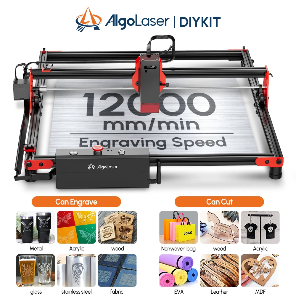 Algolaser DIY KIT 2W/5W/10W Woodworking Laser Engraver For Beginner Off-line Control 40*40cm Table CNC Cutting Engraving Machine