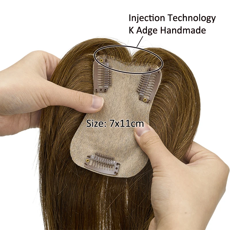 Clip in Women Human Hair Wigs Straight Silk Base Human Hair Topper Indian Hairpiece Blonde Toupee Natural System
