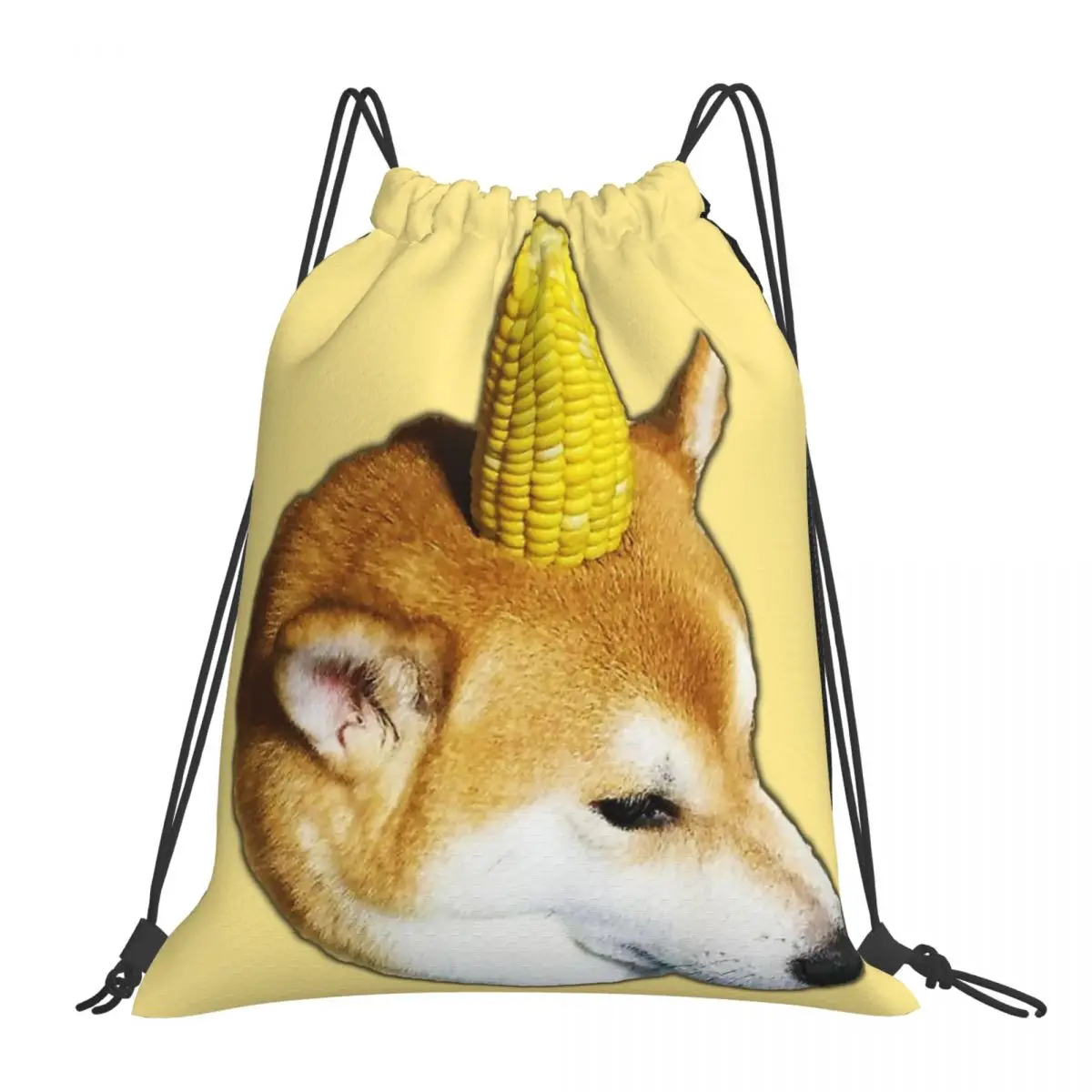 

Corn Shibe Doggo Backpacks Casual Portable Drawstring Bags Drawstring Bundle Pocket Sundries Bag BookBag For Man Woman School