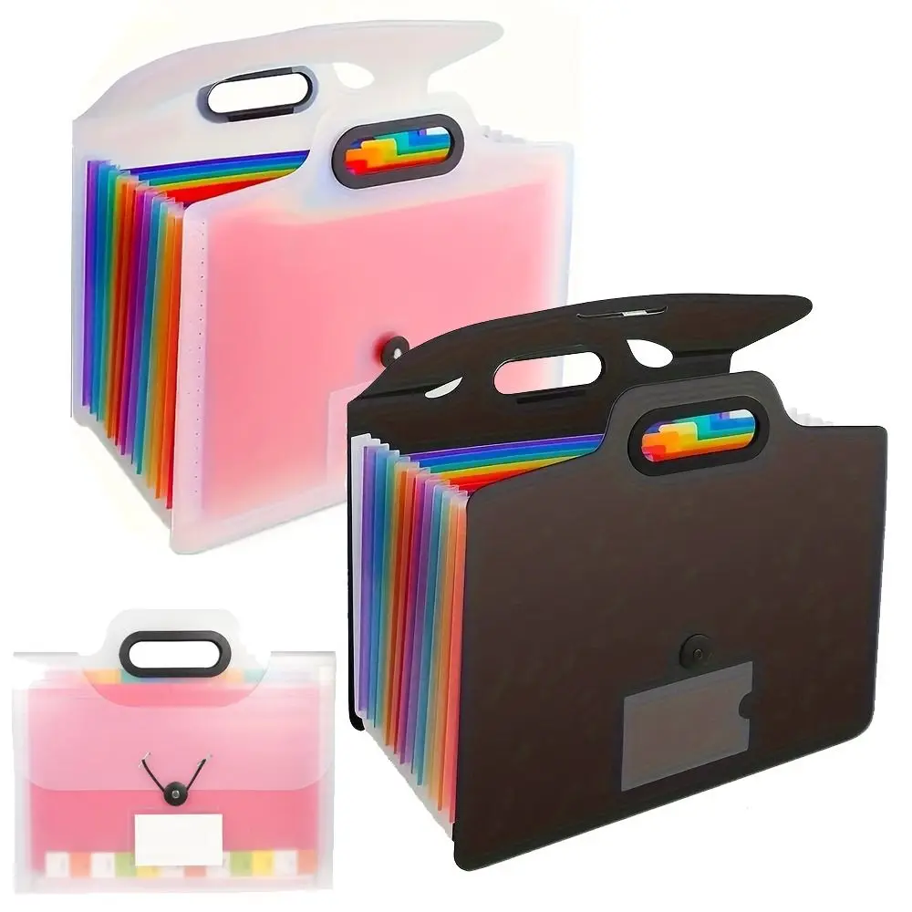 13포켓 확장 파일 홀더 버클 잠금 손잡이가 있는 문서 정리함 방수 두꺼운 아코디언 폴더