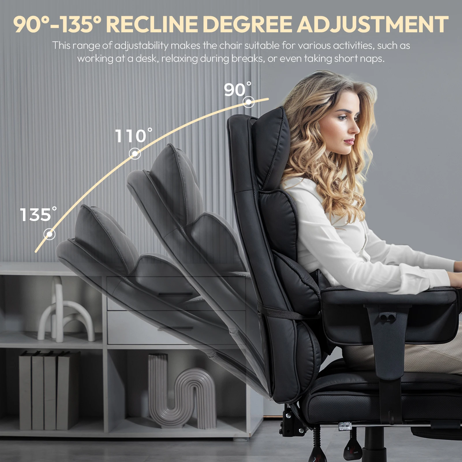 Dowinx Big and Tall Office Chair with Pocket Spring Cushion and Lumbar Support,High Back Computer Gaming Chair with Armrests 3
