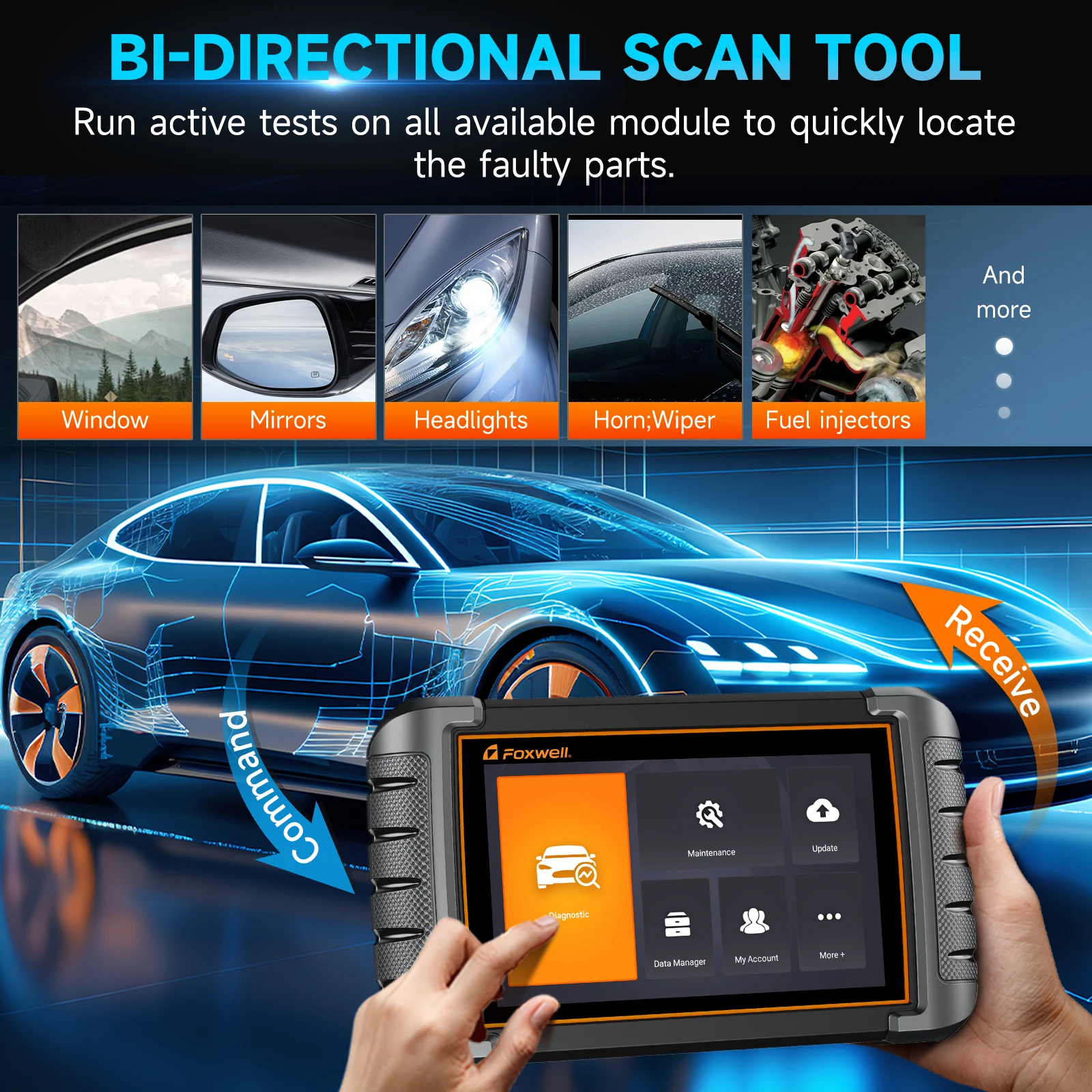 FOXWELL NT809 OBD2 All System Car Diagnostic Tools Bidirectional Control Test Scanner 30+ Services OBD2 Automotive Scanner 4
