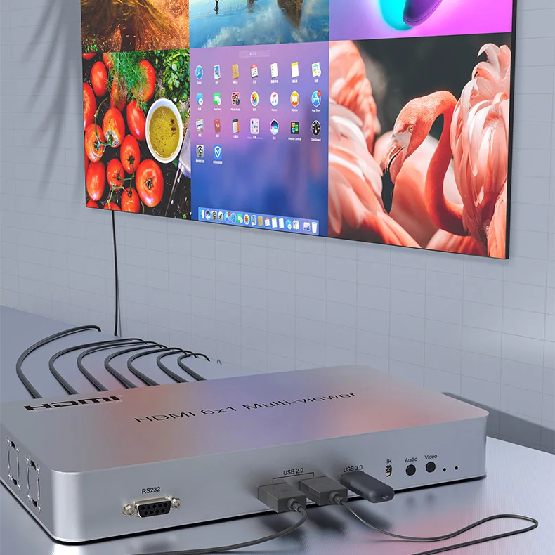 1080p 6x1 HDMI 멀티뷰어 멀티 스크린 분할 디바이더 4x1 5X1 멀티뷰어 원활한 전환 PIP 줌 인/아웃 180도 °   회전시키기