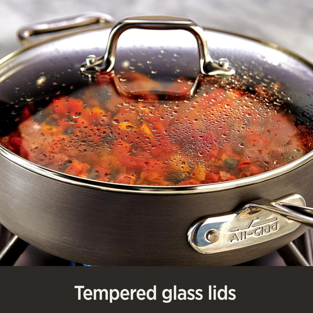 All-Clad HA1 Hard Anodized Non Stick Fry Pan Set 2 Piece, 8, 10 Inch, Induction, Oven Broiler Safe 500F, Pots and Pans Set, Kitc