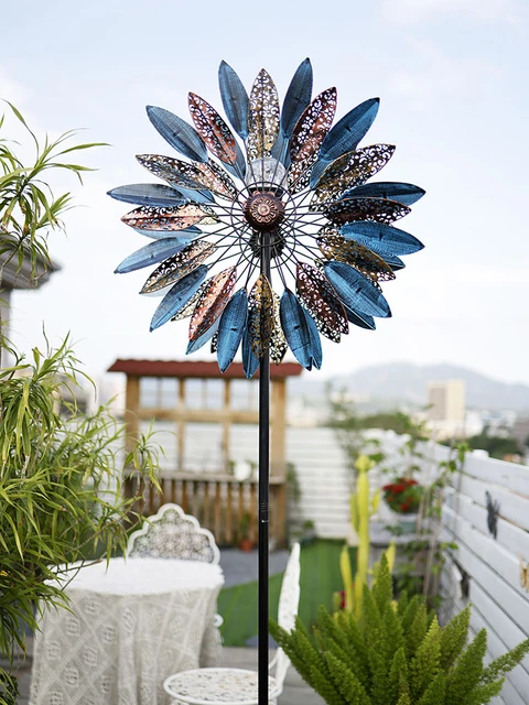 Solaire Moulin A Vent Jardin Exterieur, 213cm Sculptures Et Mobiles à Vent,  Globe en Verre avec Moulin à Vent Cinétique Moulin à Vent Jardin XXL, pour