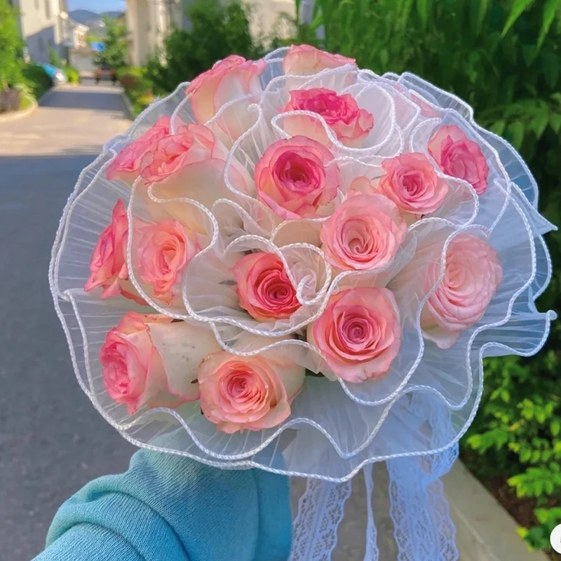 진주 웨이브 플로리스트 부케 포장 재료, 꽃 포장지, 발렌타인 데이, 결혼 선물 포장 용품, 28x400cm