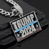 Trump 2024 Necklace US Presidential Election Campaign Souvenir Hip Hop Cuban Jewelry 6