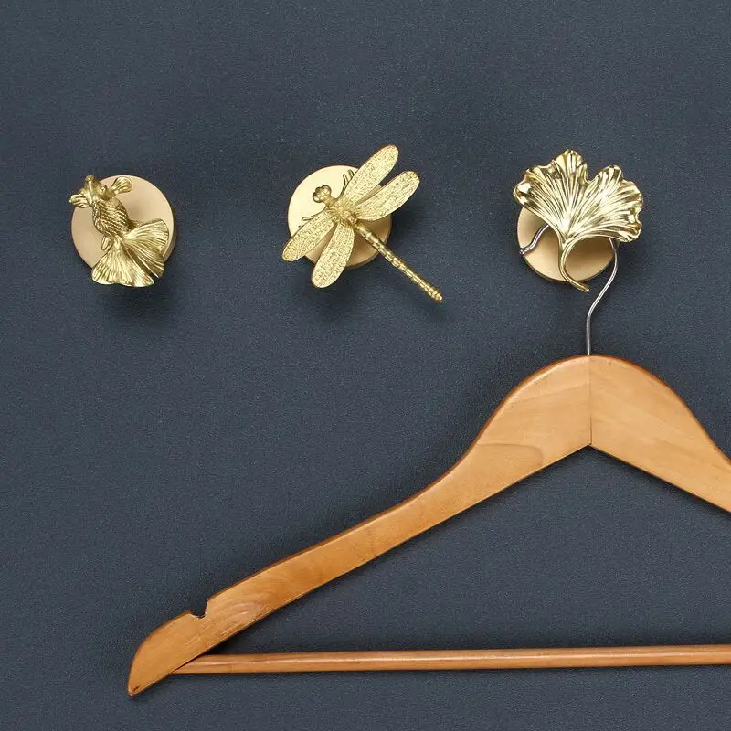 Brass Perforation-free Nail Free Hook Coat Hook Behind The Entrance Door European Creative Wall Hanging Wall Decoration Hook 2