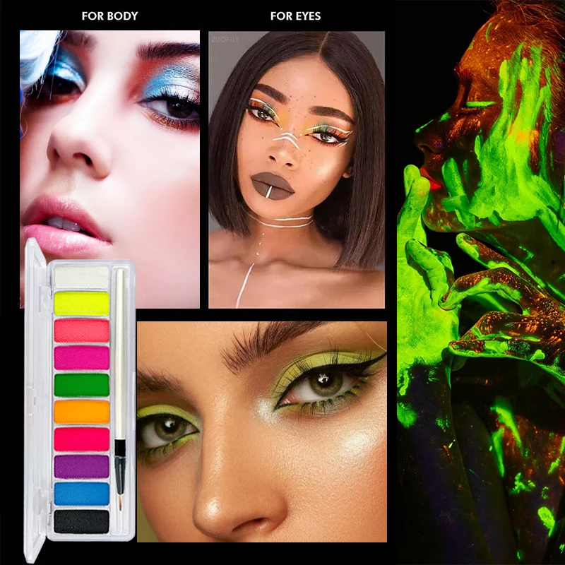 10 Colors Luminous Pigments, Luminous Neon Makeup Facial Painting,Suitable for Children and Adults for Halloween and Party 4