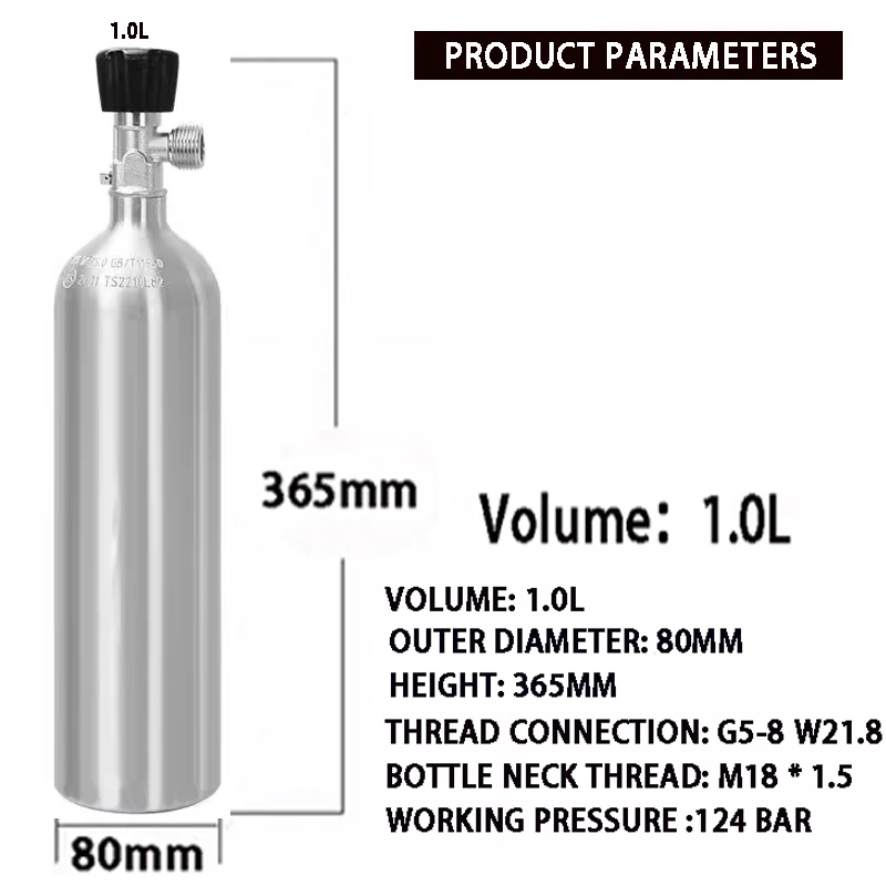 Fish tank CO2 cylinder CO2 explosion-proof oxygen filled cylinder Aquarium aluminum alloy high-pressure aluminum