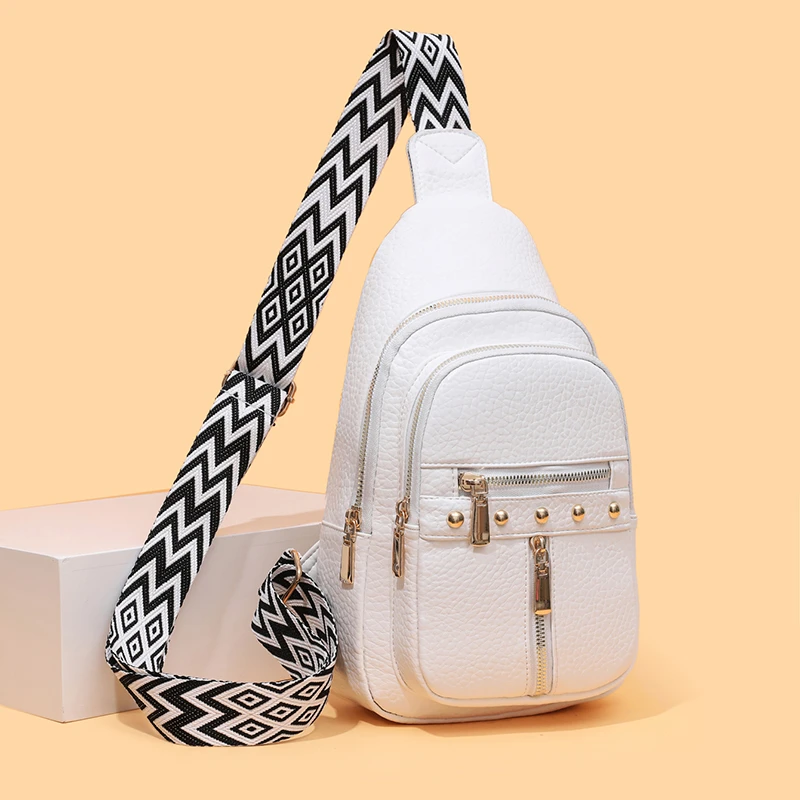 Women's fashionable multi-layer Satchel | adjustable shoulder strap, zipper closure, urban style multifunctional chest bag