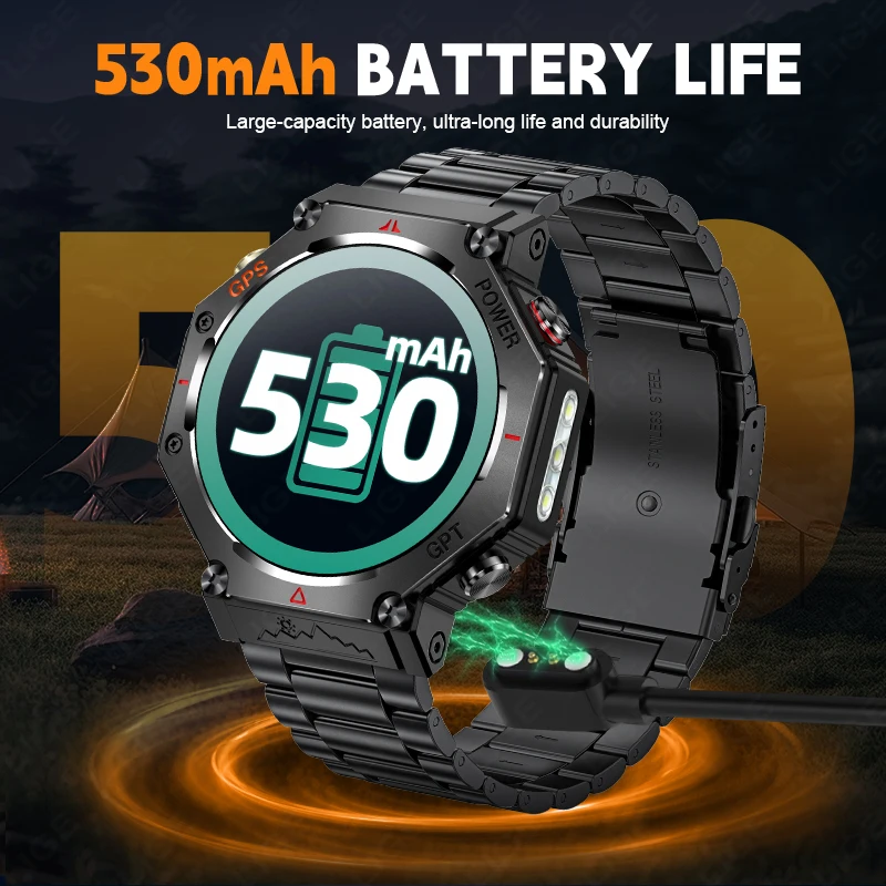 LIGE 2025 New For HUAWEI Xiaomi GPS Smartwatch Built-in GPS Compass Altitude Air Pressure BT Call 3ATM Waterproof Smart Watches