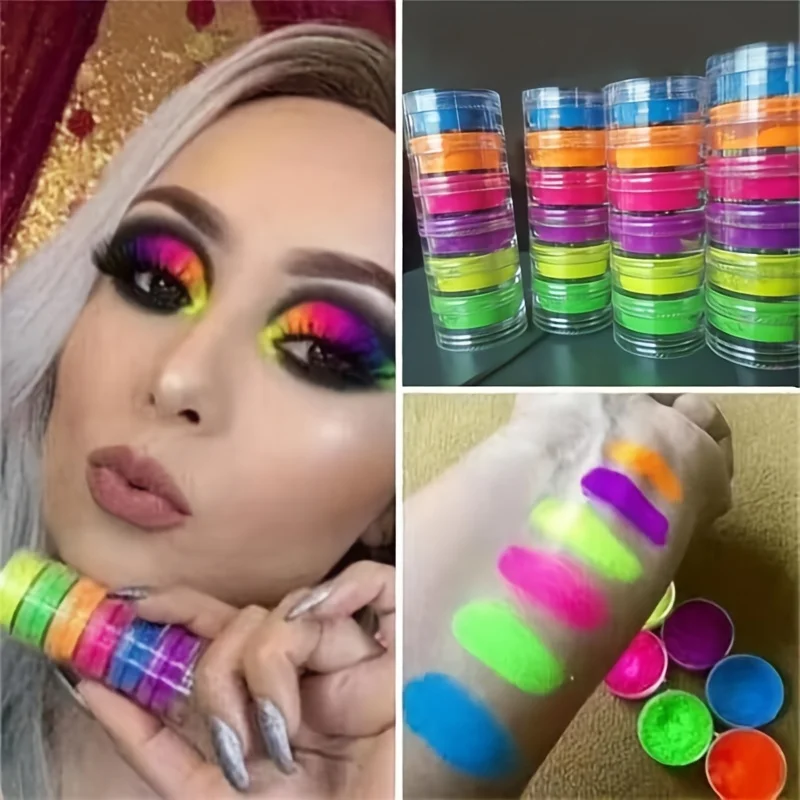 6colors/set Nail Art Cosmetic Long Lasting Waterproof Matte Eyeshadow Eyeshadow Pigment  Nail Powder  Neon Powder 1