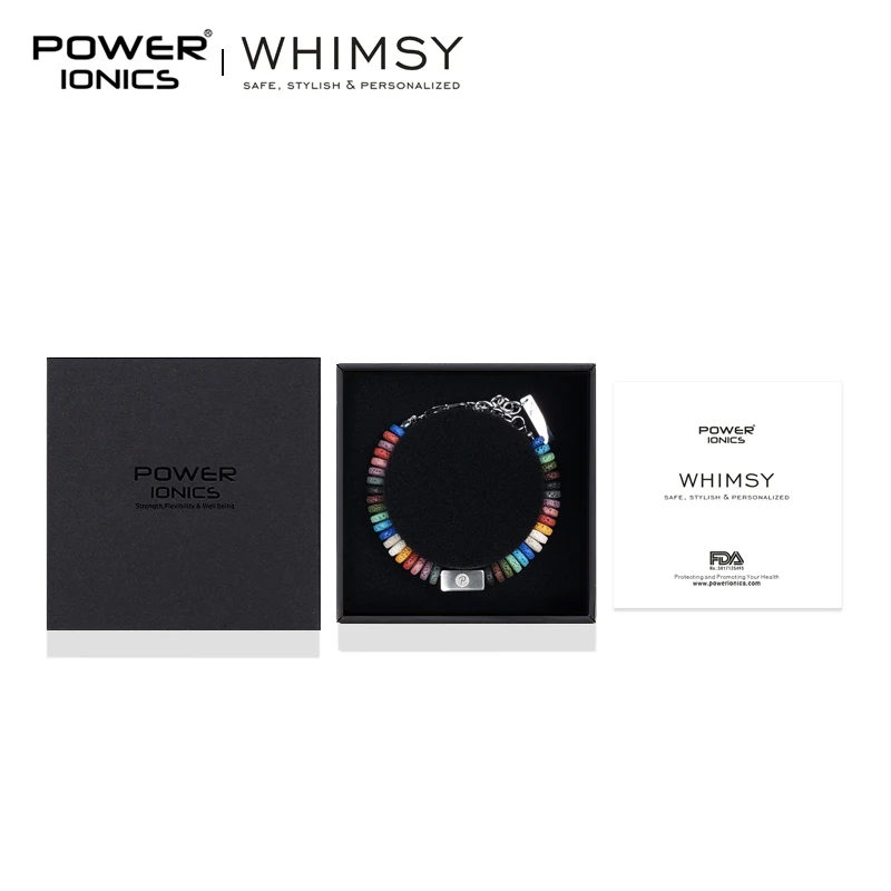 Power Ionics Whimsy New Trend Fashion Volcanic Stone 316 Stainless Steel Unisex Souvenir Bracelet Free Engraving
