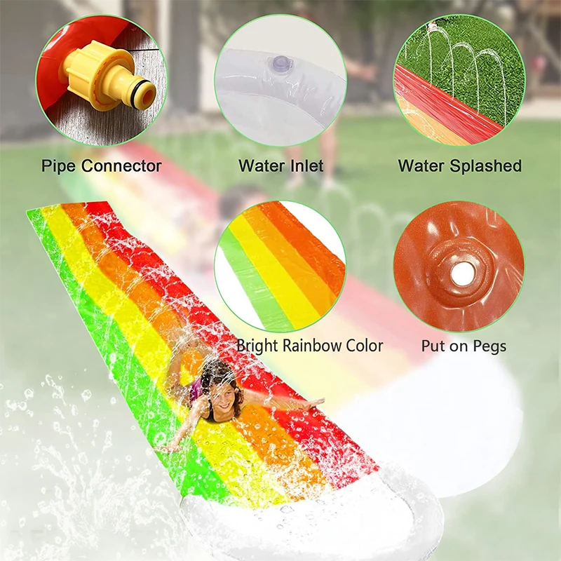 Inflatable Water Slide for Backyard Outdoor Kids Summer Toys Games Sprinkle Water Sliders with Boards For Children Summer Gifts 6 Inflatable Water Slide for Backyard Outdoor Kids Summer Toys Games Sprinkle Water Sliders with Boards For Children Summer Gifts 6