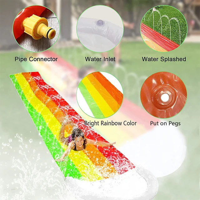 Inflatable Water Slide for Backyard Outdoor Kids Summer Toys Games Sprinkle Water Sliders with Boards For Children Summer Gifts 6