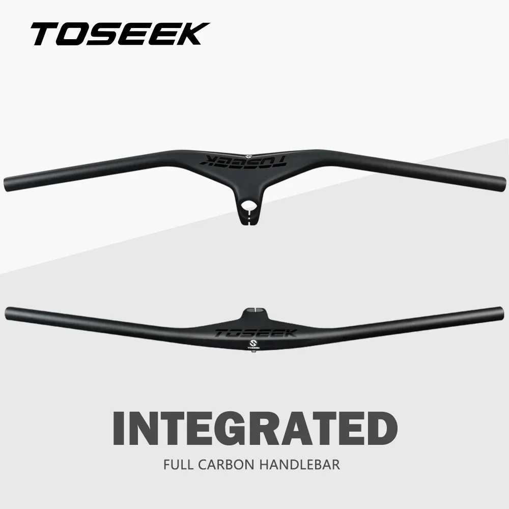 Bicycle Accessories TOSEEK 17 Degree 28.6mm Mtb Handlebars And Stem Carbon Integrated Mountain Bike Handlebar 660~800mm 70/80/90/100mm