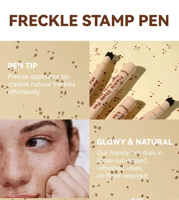 Freckle Pen Natural Lifelike Fake Freckles Pen Lasting Look Dot Spot Pen Makeup Waterproof Light/Dark Brown Freckles Stamp Pen