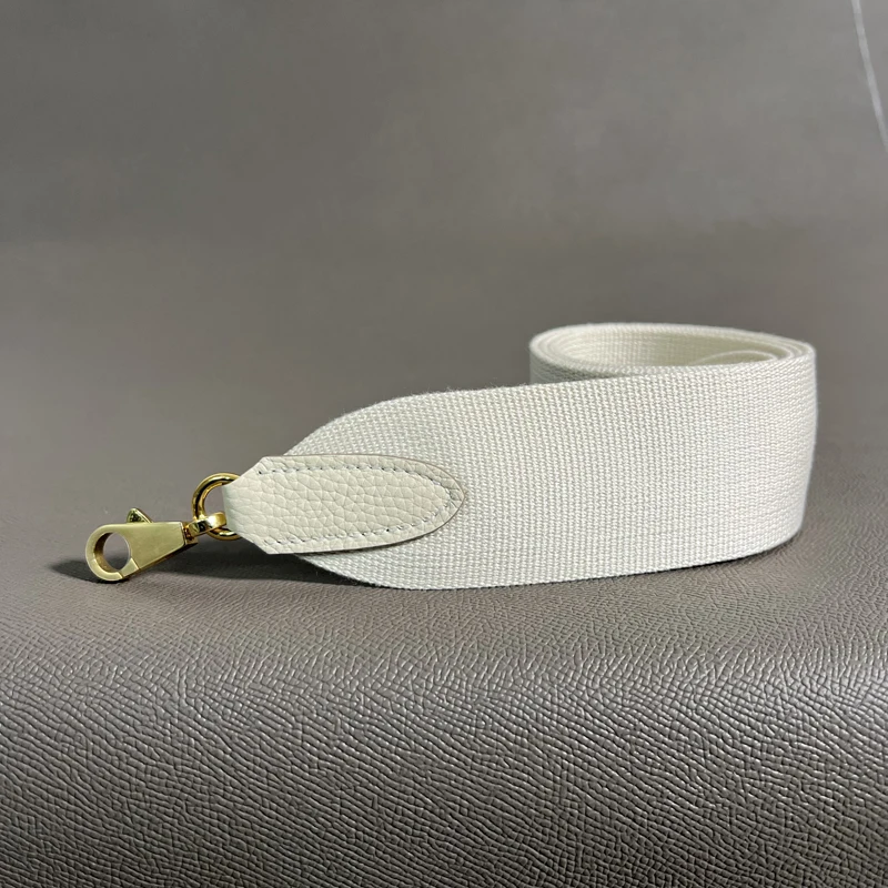 Craie Togo 5cm Wide Canvas belt Steel Buckle Genuine Leather Hand Sewn Suitable For Kelly Bags, Shoulder Straps, Bag Accessories